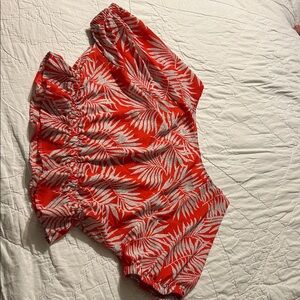 Tropical Red and White Kids One Piece